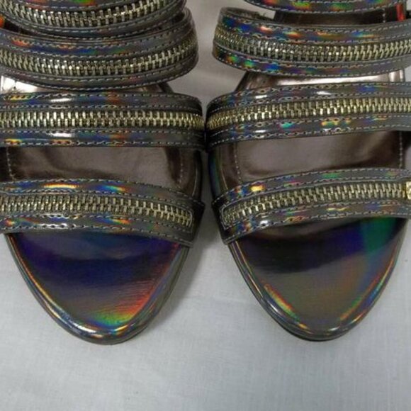 NEW IN BOX BCBGeneration Hologram Black Casey Heels Sandals NEW 6.5 - Picture 2 of 7